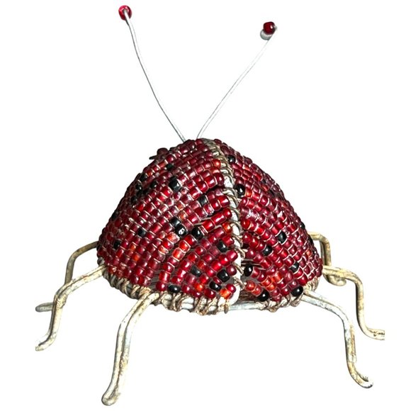 Vtg BEADED Ladybug 3.5" long x 3.5" wide x 3.5" tall Whimsical Ladybeetle READ - Picture 5 of 13